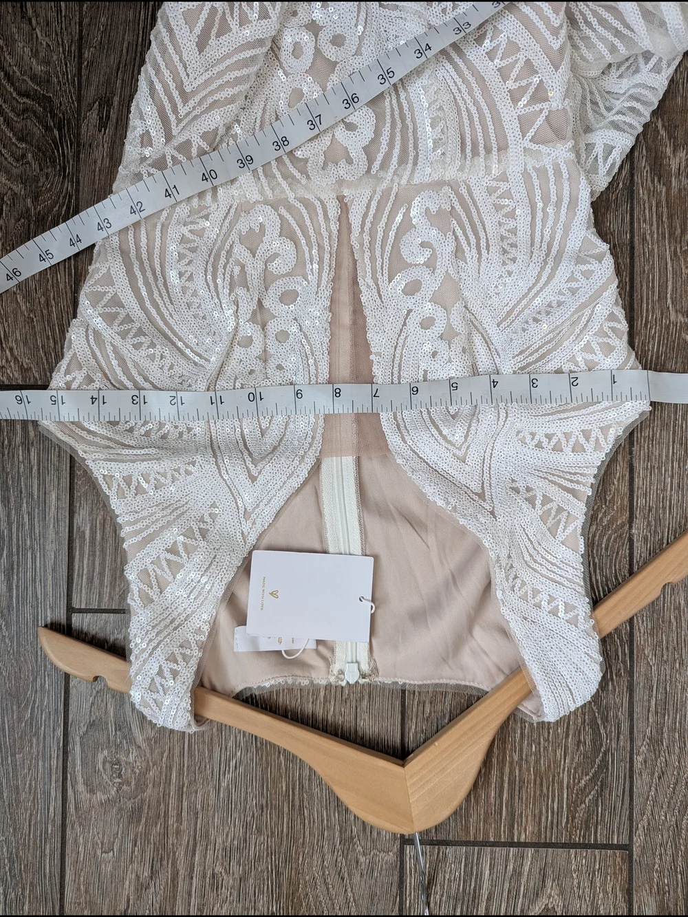 Lulus Wedding Dress Sequen Plunge Neck Splendorous Love Size XS Vintage Inspired - Picture 11 of 12